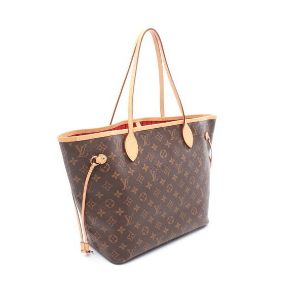 Louis Vuitton Neverfull Cerise Red Tote Bag Leather Brown - Picture 2 of 6